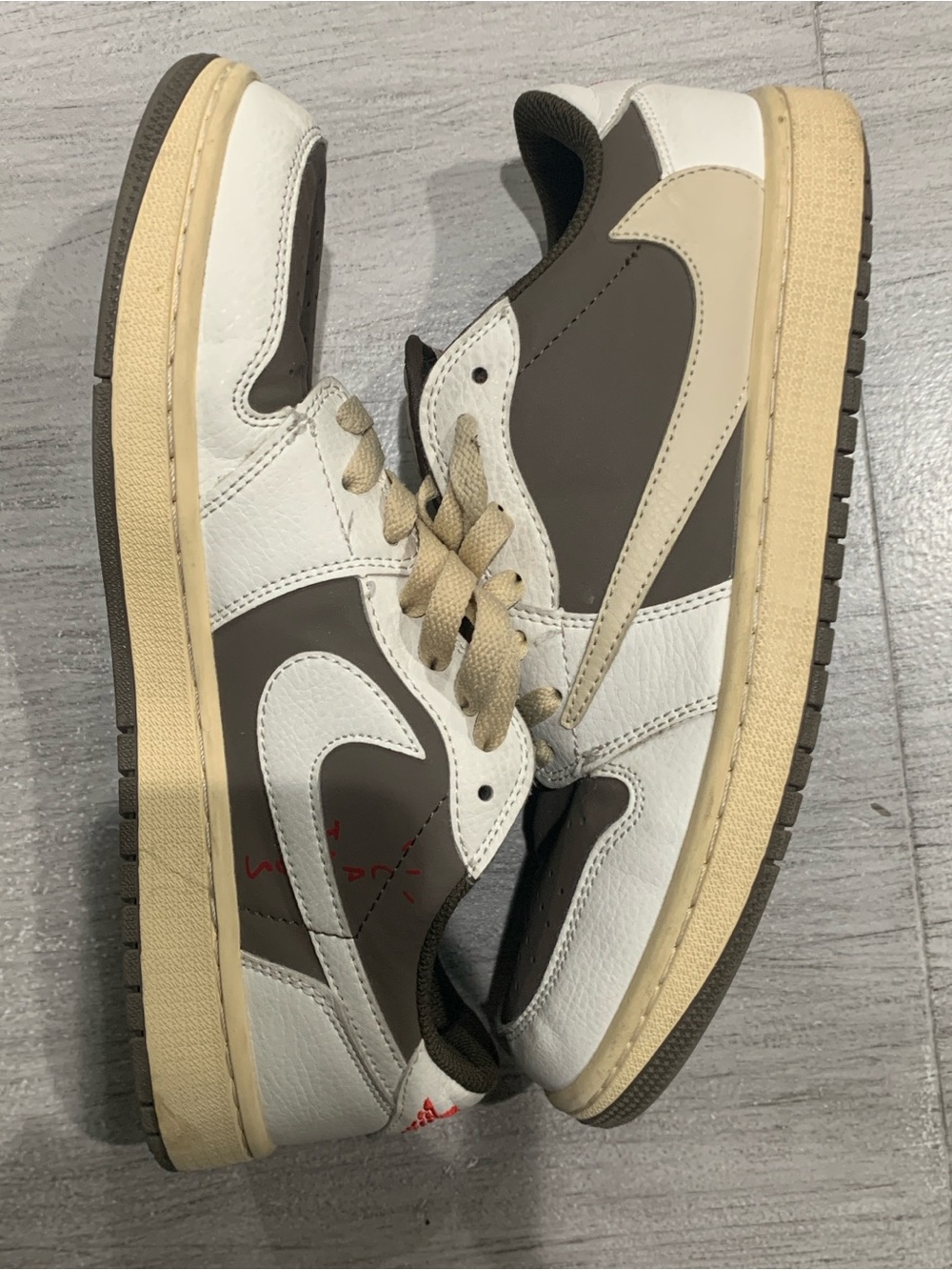 Travis Scott Nike Low-Top Sneakers in White, Brown, and Cream